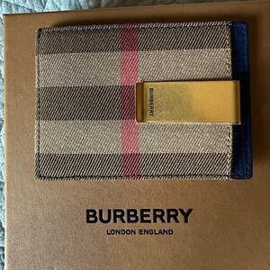 Burberry Plaid and Gold Money Clip